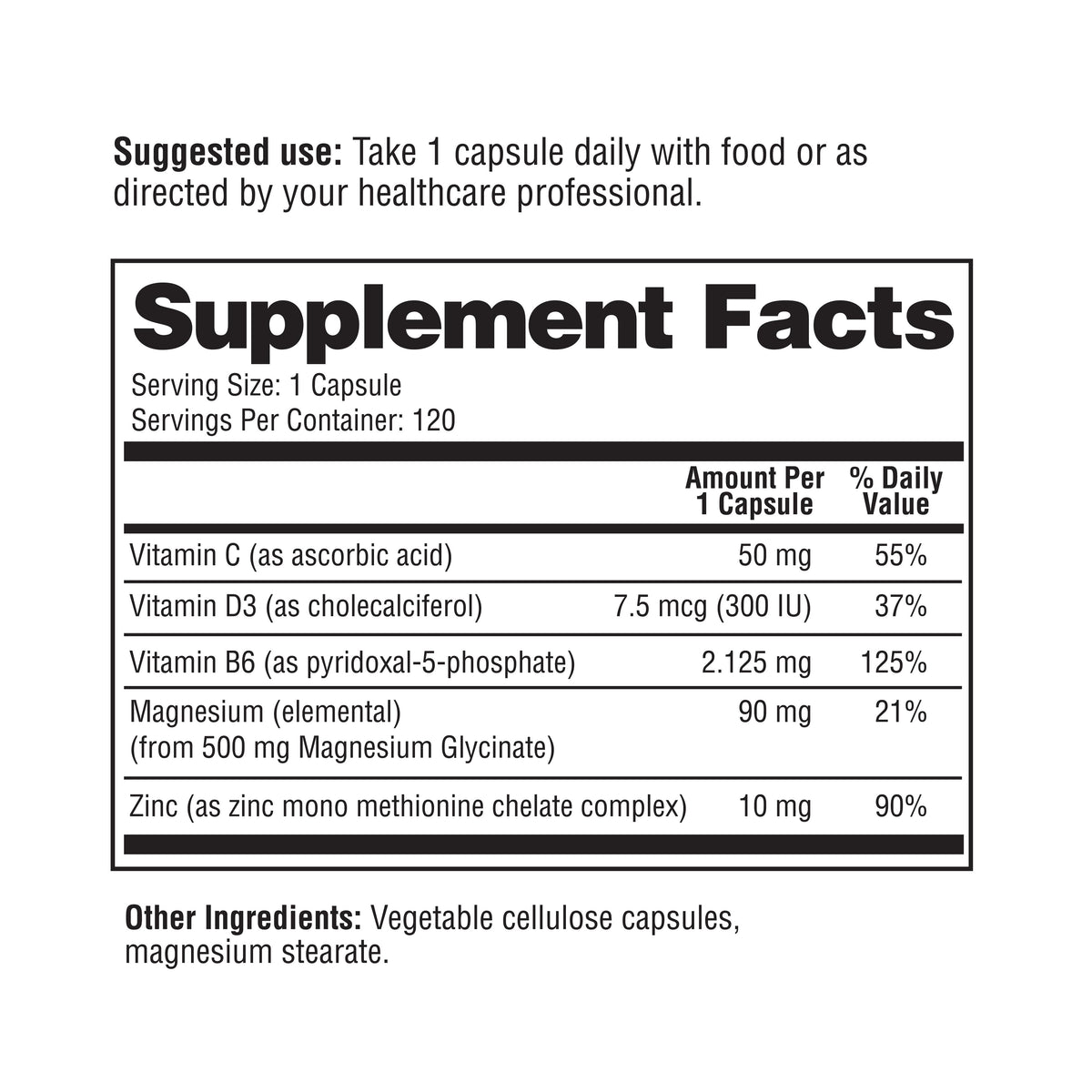 Magnesium Glycinate 500 mg Capsules – 120 Ct