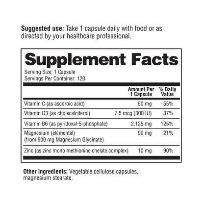 Magnesium Glycinate 500 mg Capsules – 120 Ct