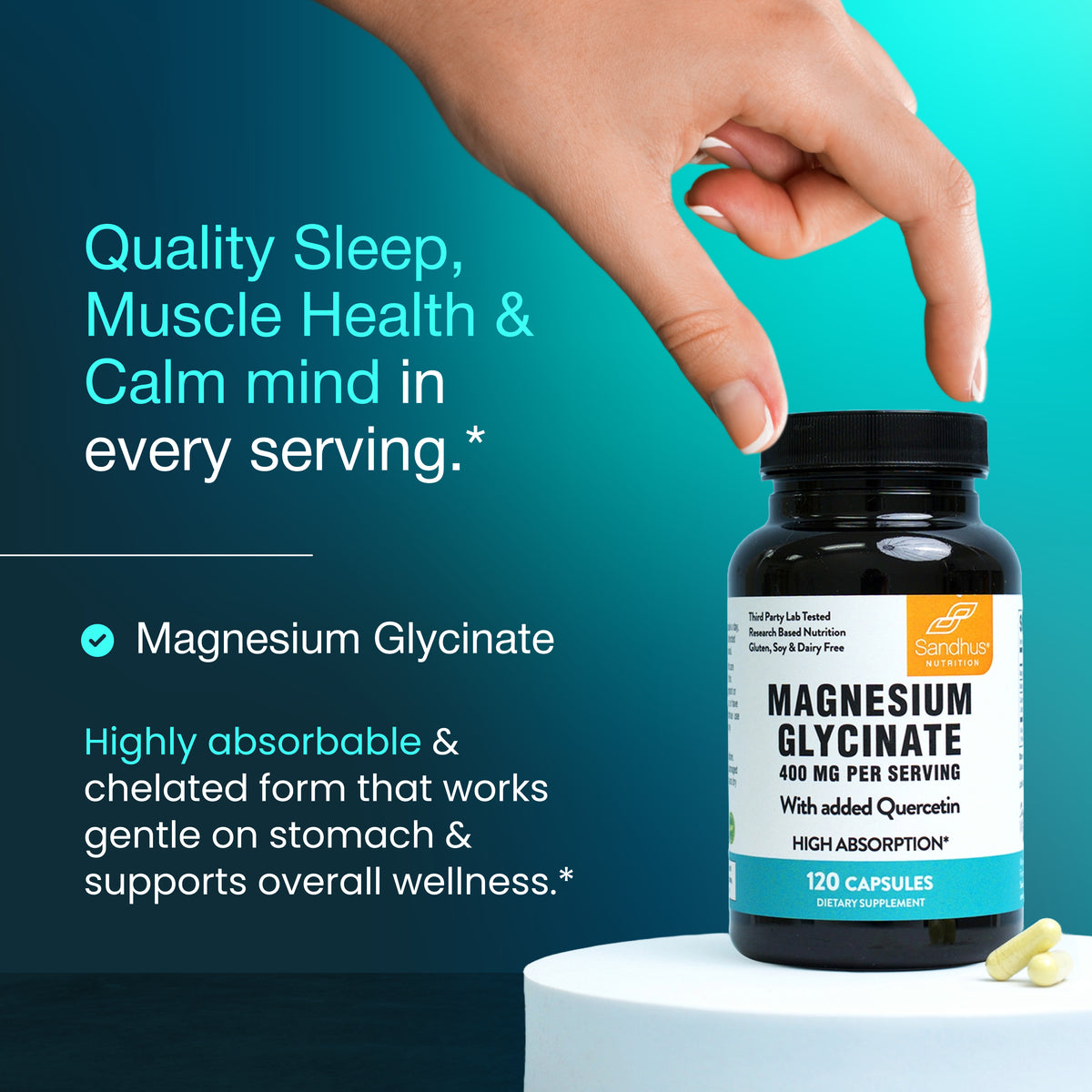 Magnesium Glycinate with Quercetin Capsules - 120 Ct