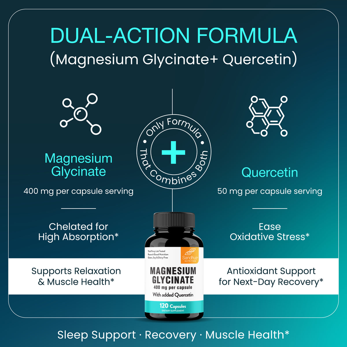 Magnesium Glycinate with Quercetin Capsules - 120 Ct