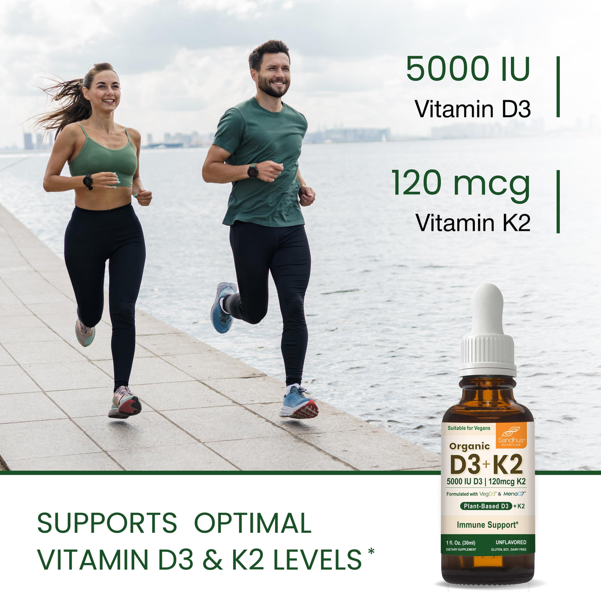 Organic Vitamin D3+K2 Vegetarian Liquid Drops
