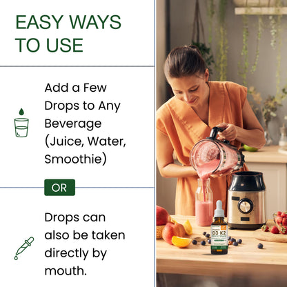 Organic Vitamin D3+K2 Vegetarian Liquid Drops