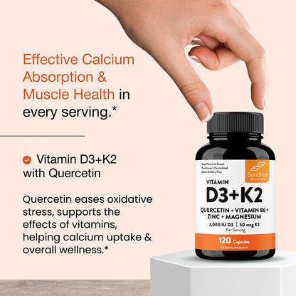 Vitamin D3+K2 2000 IU Capsules - 120 Ct