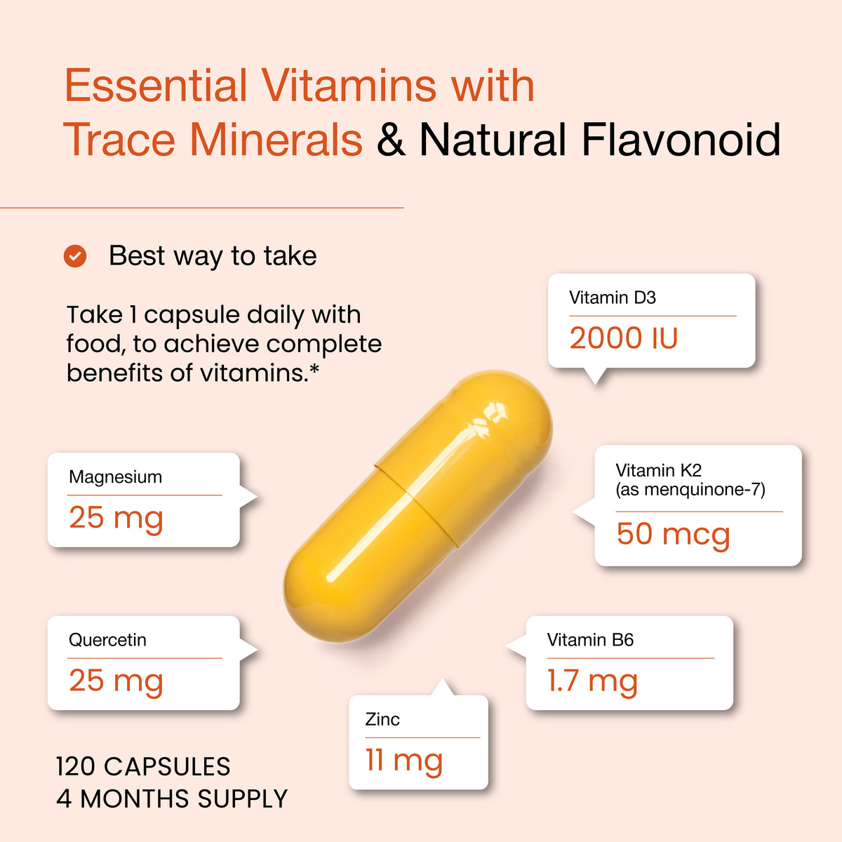 Vitamin D3+K2 2000 IU Capsules - 120 Ct