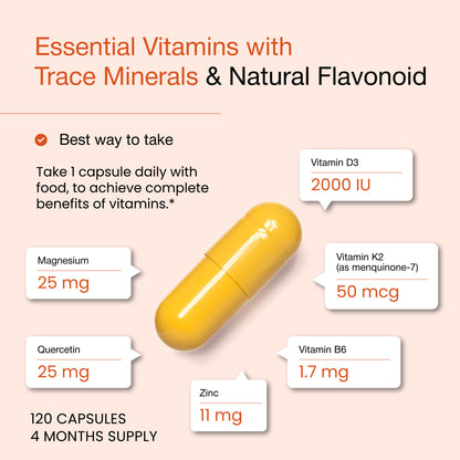 Vitamin D3+K2 2000 IU Capsules - 120 Ct