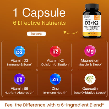 Vitamin D3+K2 Capsules - 120 Ct