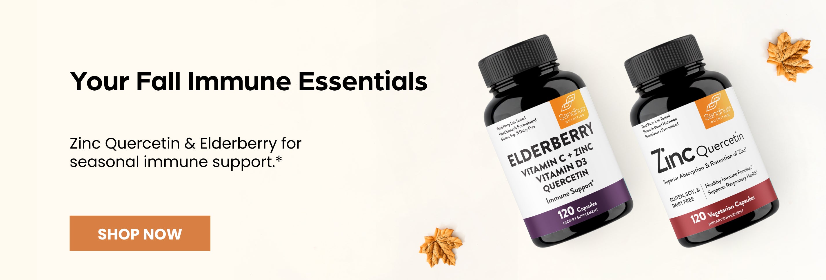 Two bottles of immune support supplements with text on a white background