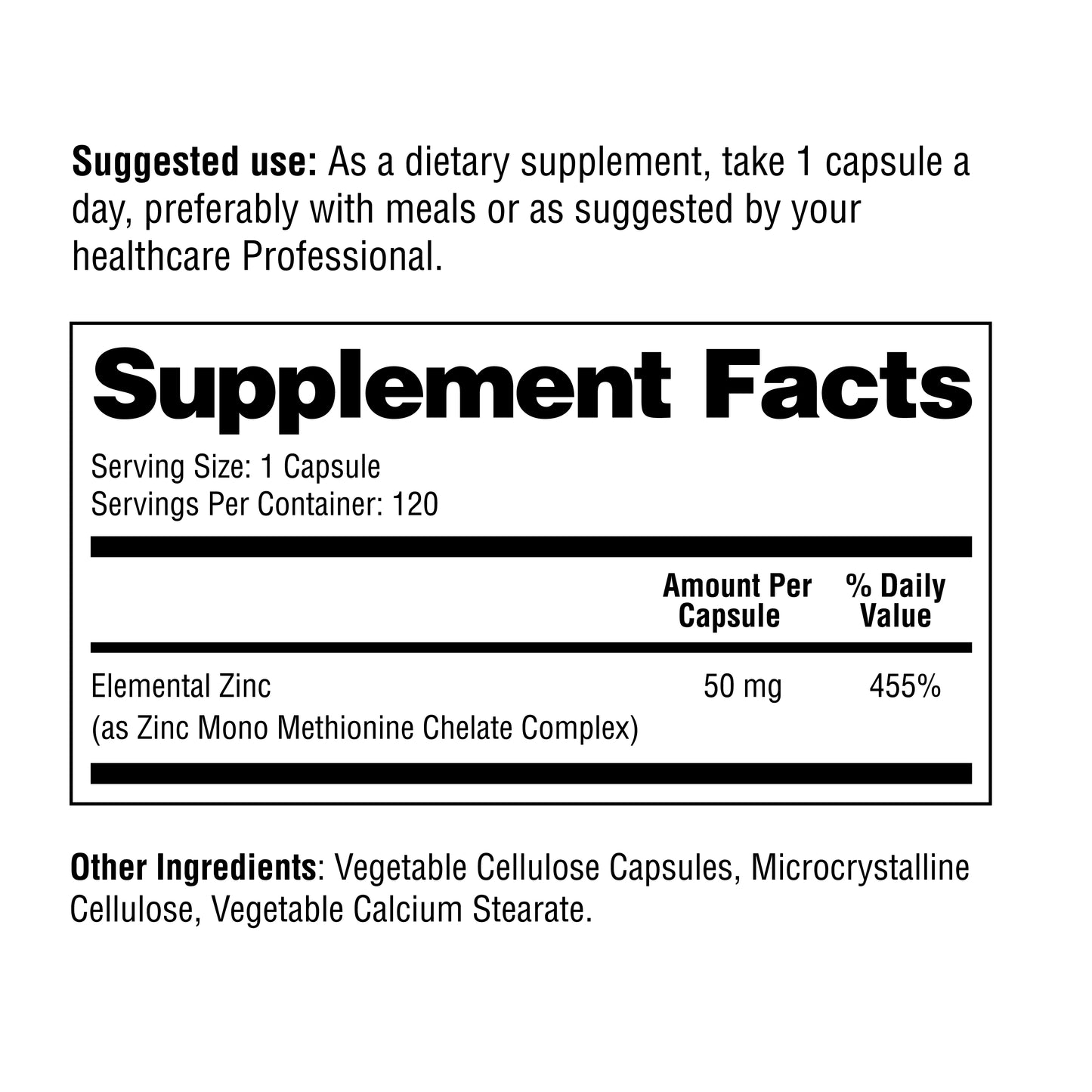 Supplement label with dietary supplement information and facts.