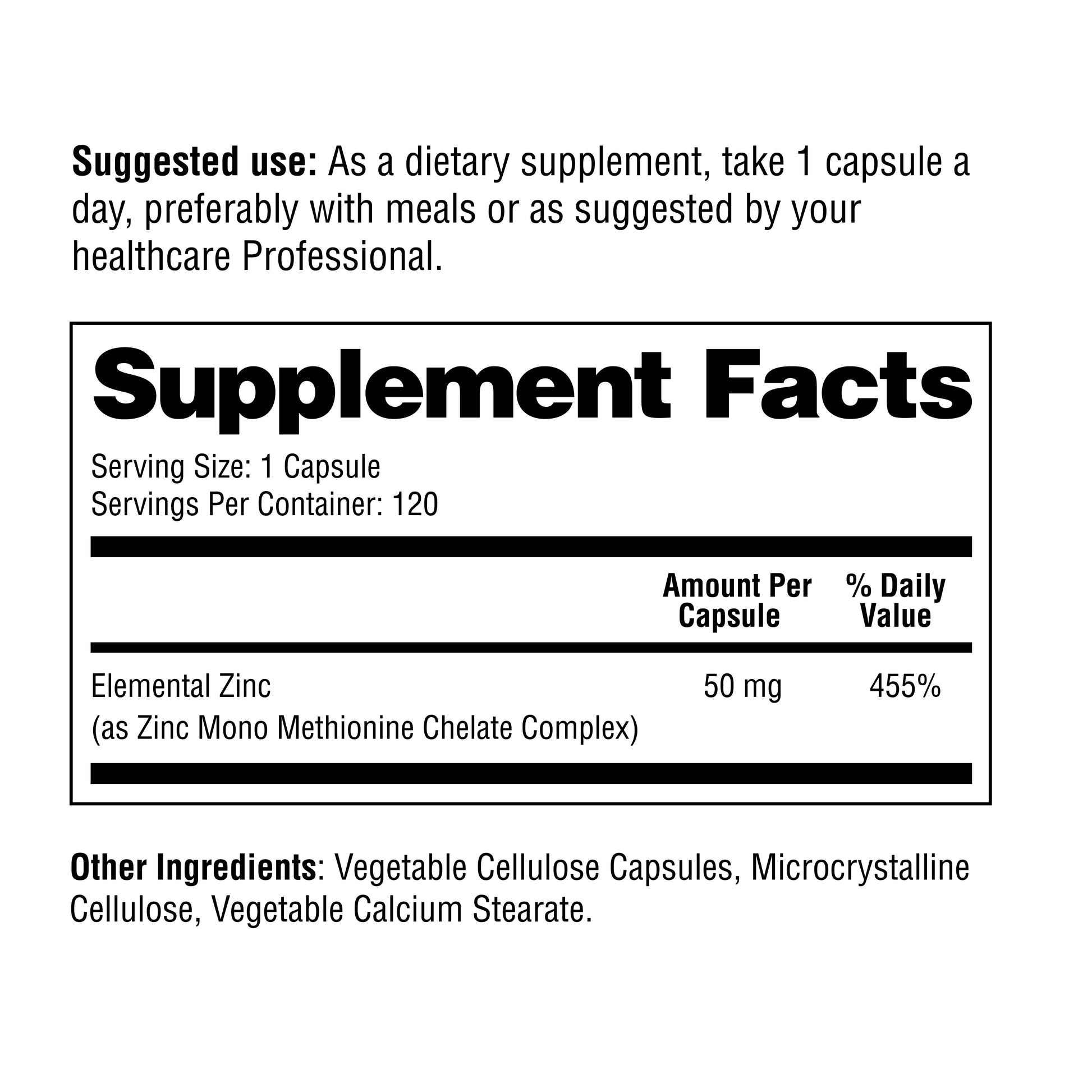 Supplement label with dietary supplement information and facts.