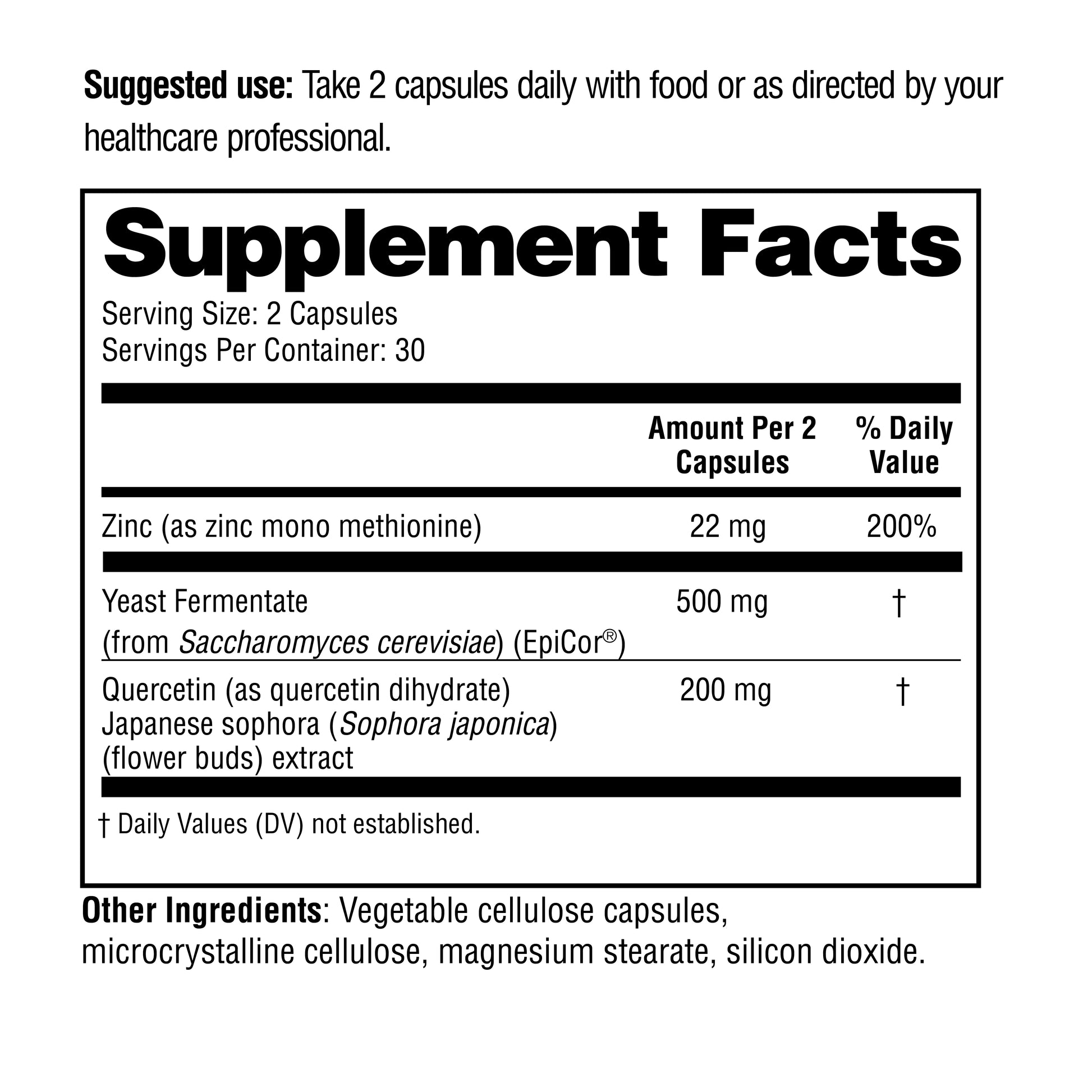 Supplement facts label with detailed nutritional information on a white background
