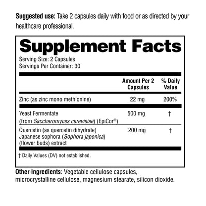 Supplement facts label with detailed nutritional information on a white background